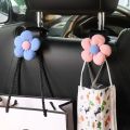 2PCS Cute Cartoon Flower Car Seat Back Hooks Storage Vehicle Headrest Organizer Hanger for Groceries Bag Handbag Auto Decor. 
