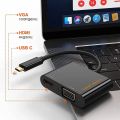 USB C to HDMI VGA Adapter, Type C to VGA to USB C Thunderbolt 3 for Dual Monitor Adapter. 