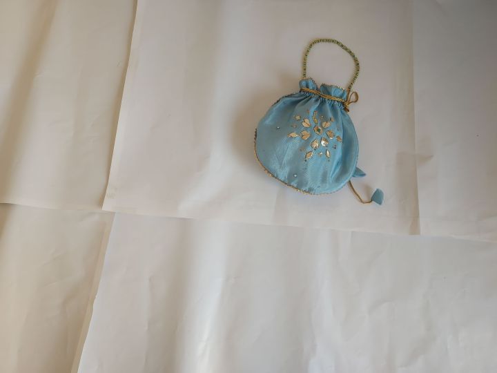 Fancy embroidered clutch/potli bag for wedding parties designer traditional potli gol bag with Handmade Gota work