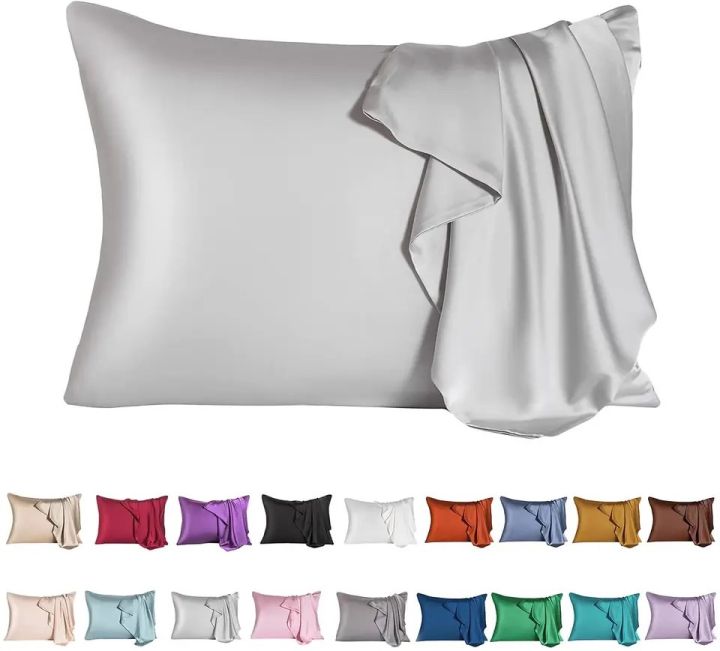 2pcs Standard Satin Pillowcases Pillow Case Cover Home Bedding Smoothy Pillow Rectangle Bedding Pillow Silk Pillowcase White Black Grey Blue Bed Decorative Pillow Covers Luxury Comfortable Home Bedding Cases