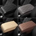 Car Armrest Mat Center Console Arm Rest Protection Cushion Wave Embroider PU Leather Auto Armrests Storage Box Cover Pad.