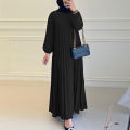 2025 ZANZEA Autumn Elegant Dresses Women O Neck Long Sleeve Sundress Muslim Dubai Abaya Robe Femme Solid Pleated Maxi Vestidos. 