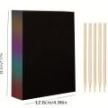 50 pcs Scratch Paper Kids Rainbow Magic Scratch Off Paper Sheets Art Craft Kit Black Note Paper Drawing Pads with Stencils. 