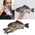 Simulated Crucian Pencil Bag Personality Creative Salt Fish Shaped Pen Pencil Case Funny Handbag for Students Teenages Girls. 