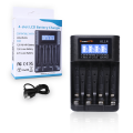 POWERKAN ALL4 AA/AAA 4-slot Small Convenient Battery Charger for 1.2V  Hi-MH& 1.5V/3.7VLi-ion With LCD Screen. 