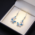 Dragonfly Opal Earrings,Blue Opal & White K Plated Animal Earrings for Women,Minimalist Nature Jewelry,Hypoallergenic. 