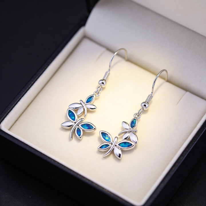 Dragonfly%20Opal%20Earrings,Blue%20Opal%20&%20White%20K%20Plated%20Animal%20Earrings%20for%20Women,Minimalist%20Nature%20Jewelry,Hypoallergenic%20-%20Image%206