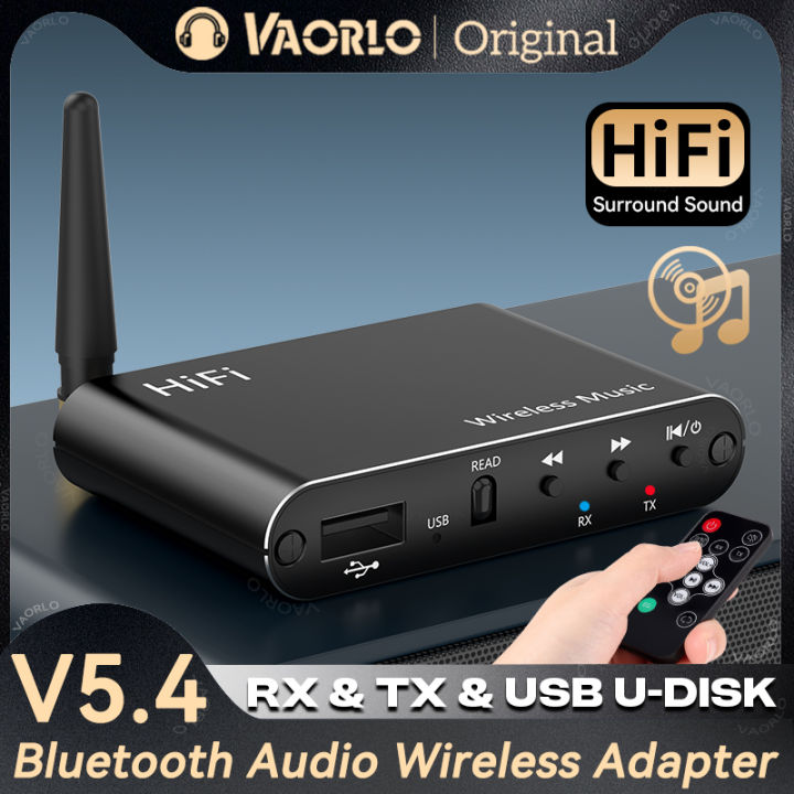 VAORLO 2 IN 1 Bluetooth 5.4 Audio Transmitter Receiver 3.5MM AUX RCA USB U-Disk HIFI Stereo Music Wireless Adapter DSP Decoding