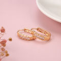 Kinel New Fashion Natural Zircon Hoop Earrings for Women 585 Rose Gold Color Hollow Flower Fine Wedding Party Jewelry. 