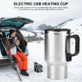 500ML 12V Car Electric Heating Cup USB Heating Cup Water Bottle Drink Mug Heater Traveling Cup with USB Heater Car Gadgets.