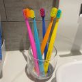 5 Packs of Chocolate Swiss Caring Soft Nylon Bristle Toothbrush Set, Ergonomic Handle, Ideal Choice for Travel and Hotels. 