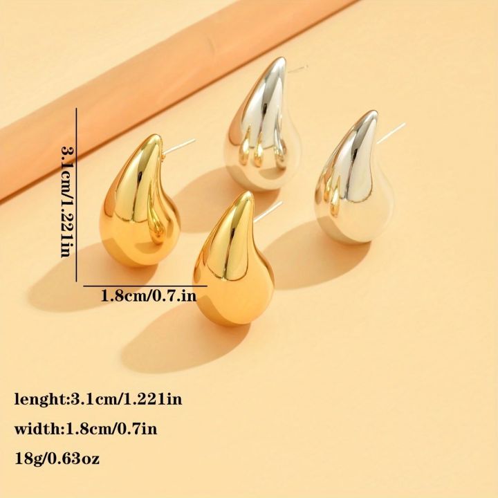 3CM%20Water%20Drop%20Earring%20for%20Women%20Chunky%20Hollow%20Smooth%20Exaggerated%20Thick%20Large%20Jewelry%202023%20New%20Design%20-%20Image%202