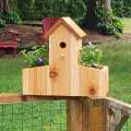 Wooden Birdhouse with Dual Planter Box – Handmade Garden Decor. 