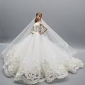1/6 Doll Luxury Dresses DIY Tutu Dress For 29CM Princess Doll Bridal Tulle Wedding Dresses Clothing Long Tail Dress.
