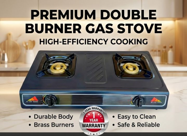 Gas Cooker Double Burner Non-Stick Coated