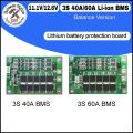 12.6V, 3S 40A/60A BMS Li-ion battery protection board. 