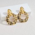 Kissmoon Trendy Woven Striped Texture Hoop Colorful Enamel Twisted Stainless Steel Earrings for Women Party Daily Jewelry s. 