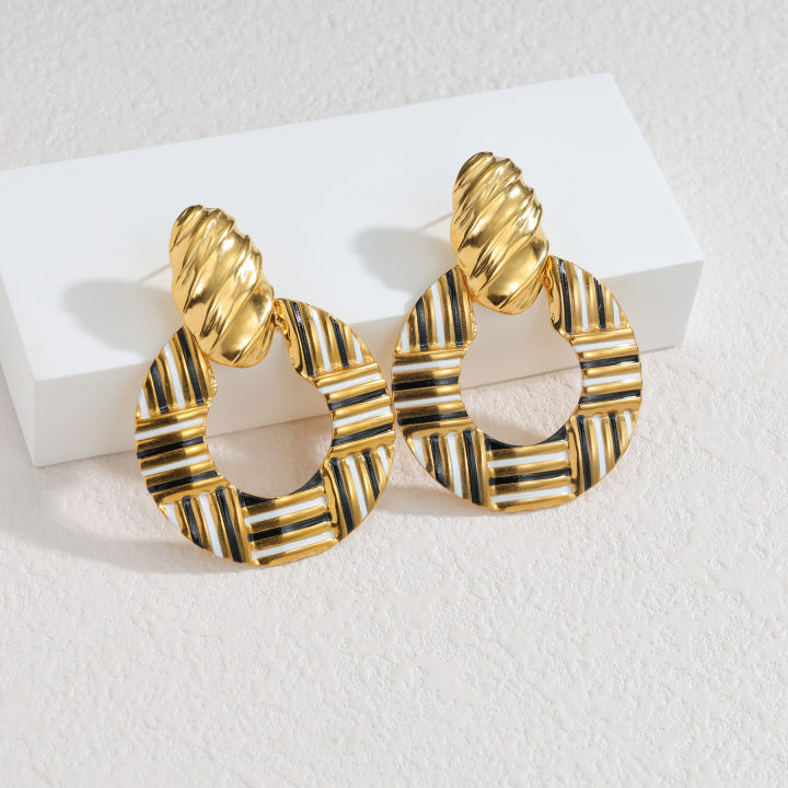 Kissmoon%20Trendy%20Woven%20Striped%20Texture%20Hoop%20Colorful%20Enamel%20Twisted%20Stainless%20Steel%20Earrings%20for%20Women%20Party%20Daily%20Jewelry%20s%20-%20Image%204