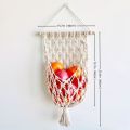 1pc multipurpose Hand Woven Wall Hanging Fruit Basket, Vegetable Basket, Flower Basket, Hanging Food Storage Basket, Bohemian Style Hand-woven Multipurpose Sundries Storage Basket, Household Supplies. 