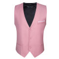 Luxury Men's Vest Pink Waistcoat Tie Bowtie Pocket Square Set Sleeveless Jacket Formal Wedding Suit. 