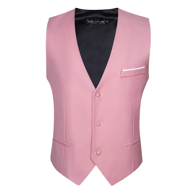 Luxury%20Men's%20Vest%20Pink%20Waistcoat%20Tie%20Bowtie%20Pocket%20Square%20Set%20Sleeveless%20Jacket%20Formal%20Wedding%20Suit%20-%20Image%204