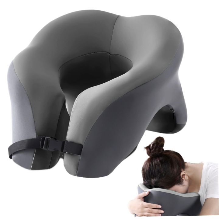 2-in-1 Travel Pillow Face Down with Cooling Gel Memory Foam Face Pillow for Relax Arms Sleeping on the table during lunch break