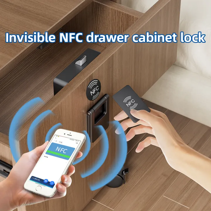 Smart Wood Door Lock Invisible Electronic Lock RFID Card NFC Unlock ...