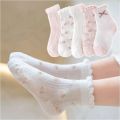 5Pairs/Lot Cute Kids Socks For Girls Boys Cotton Solid Princess Children Sock Casual Summer Mesh Thin Flower Cartoon Socks. 