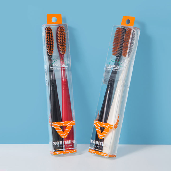 2pack high quality super long head soft toothbrush volcanic bristles double clean and comfortable experience