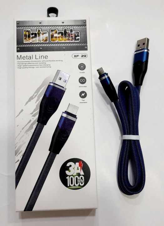 Data cable Micro meta line 3A 1000mm High speed data Transmission quick charge Durable Design high compatibility