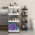 Storage Cart Multifunctional High Capacity Save Space 3/4-Tier Storage Movable Floor-Standing Rolling Vertical Shelf for Kitchen. 