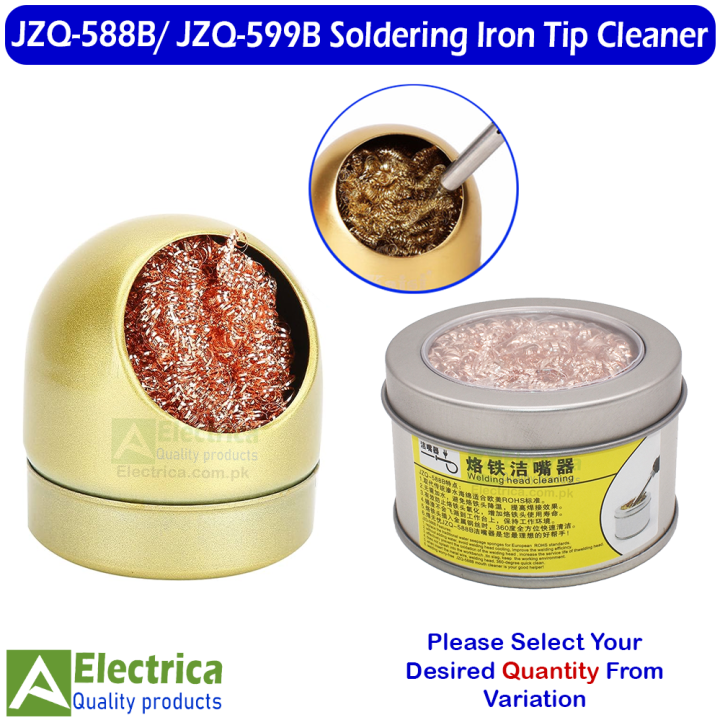 JZQ-588B Metal Wire Brush Soldering Iron Tip Cleaner with Stand Holder Set BGA Repairing Tool by Electrica