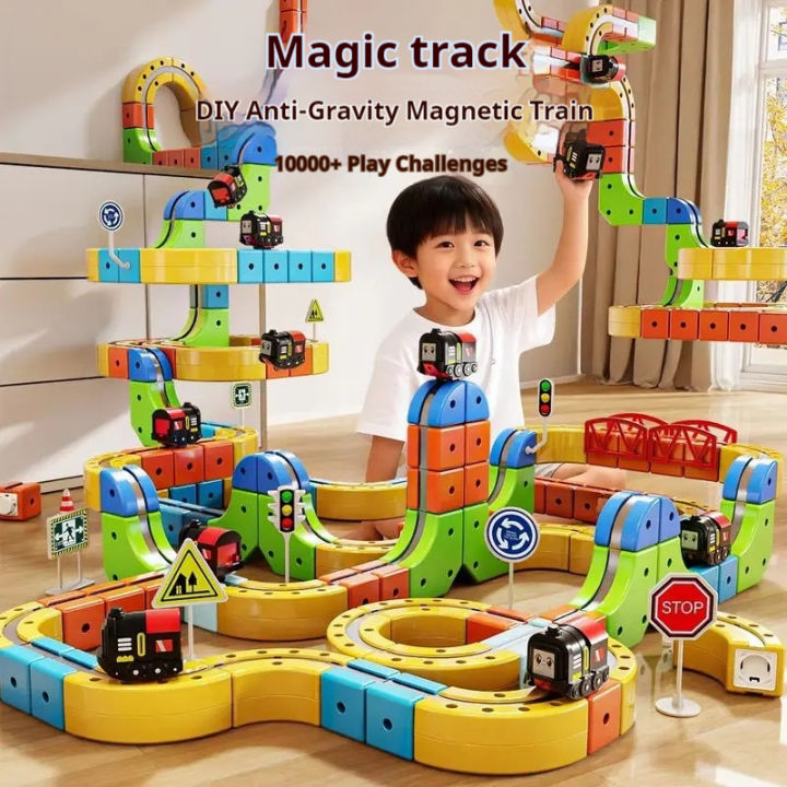STEM Educational Magnetic Building Blocks Train Set with Easy-Connect ...