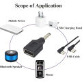 1Pc USB-A to DC 5.5x2.1mm Power Adapter Tip Cable, Male/Female DC Jack Connector for 5V.