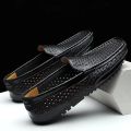 2024 Summer Men Casual Shoes Luxury Brand Genuine Leather Mens Loafers Moccasins Hollow Out Breathable Slip on Driving Shoes. 