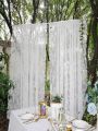 1pc YIYI Outdoor Lace Curtains German Style White Flower Sheer Rod Pocket Curtain. 
