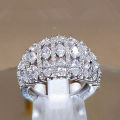 Huitan Brilliant Bridal Rings for Wedding Ceremony Party Full Paved Shiny CZ Stone Silver Color Fashion Luxury Jewelry for Women.