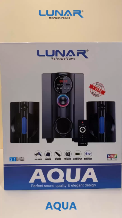 LUNAR - AQUA - 2.1 Speaker System  with Bluetooth, USB & Remote Control