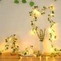 1/4/8PCS 2M Climbing Rattan Light String Willow Leaf USB Outdoor Copper Wire Rattann  Wedding Party Decorative LED String Light. 