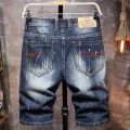 Plus Size 7XL 6XL Men's Summer Ripped Denim Shorts, Loose Straight-Cut, Painted Style, Fashionable Trendy Denim Cropped Pants. 