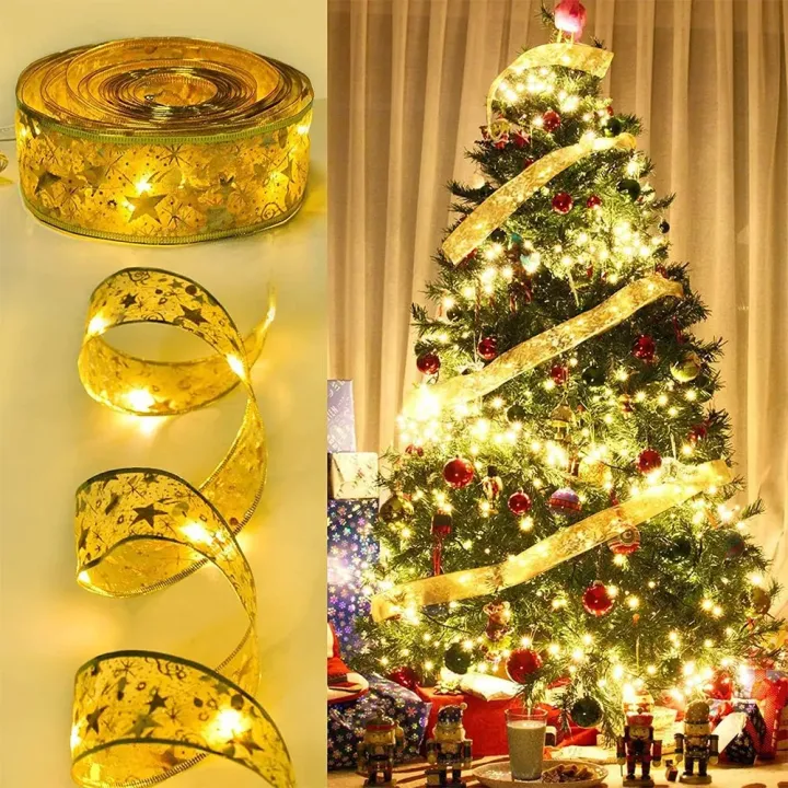 5m/10m Decorative Ribbon Light String Copper Wire Ribbon Battery Light ...