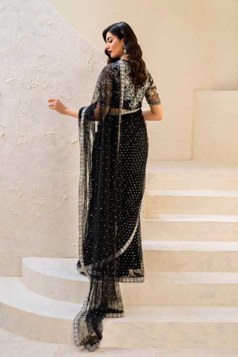 Gorgeous%20Embroidery%20Handwork%20Net%20Wedding%20Black%20Saree,with%20Blouse%20&%20Petticoat,Unstitched%20-%20Image%202