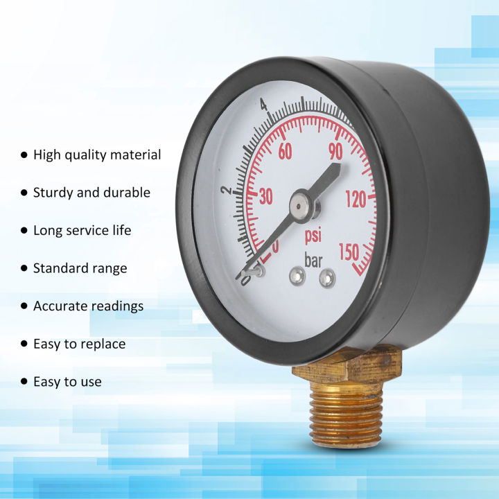 Pressure Gauge G1/4in Connection Standard Range Vertical Pressure Meter Alloy Steel and Brass for Measurement for Laboratories
