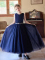 Tween Girl Elegant Romantic Royal Blue Dress Long Dress Wedding Flower Girl Pongsa Dress Birthday Party Piano Performance. 