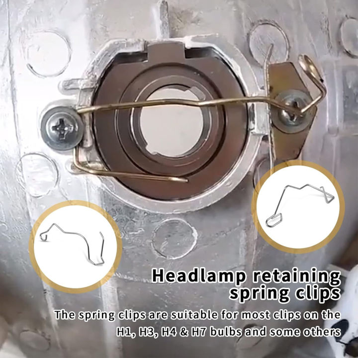 Headlight Retainer Spring Clamp Headlamp Retaining Spring Clips 3 Sizes Bendable Stainless Steel for H1 H3 H4 H7 Bulbs