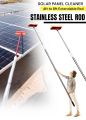 Solar Panels Cleaner with 4ft to 8ft Long Stainless steel Extendable Rod with Wipe and Sponge Cleaning Duster. 