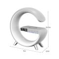 G speaker multifunctional 4 in 1 RGB lights desk lamp wireless charging and clock alarm rechargeable gaming setup decoration speaker full running item Abs plastic hi -fi quality performance amplifier desktop speaker. 