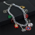Marvel Avengers Movie Bracelet Captain America Shield Thor Hammer Iron Man Deadpool Metal Enamel Pendant for Men Women. 
