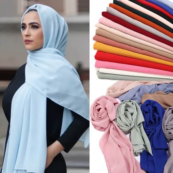 Chiffon Georgette Hijab For Girls And Women Summer Stole Scarf Lightweight Head Covering New Arrival Trendy Fashion Design