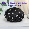 1pc Double Layer Shower Caps, Printed Bonnet, Waterproof Bath Caps Reusable Shower Caps Hair Hat For Women Ladies Spa Salon. 